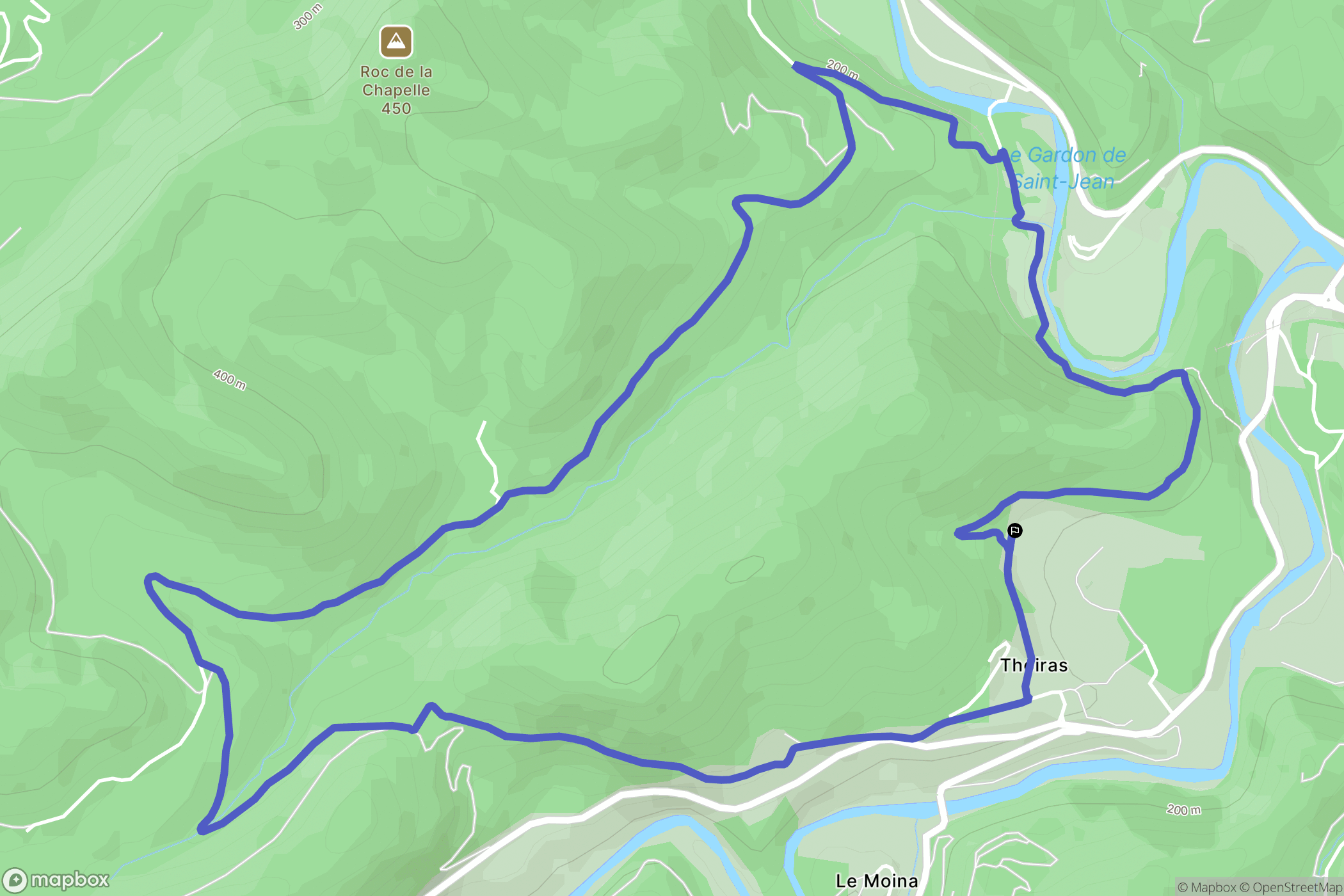 Thoiras : carte du parcours de randonnée - France
