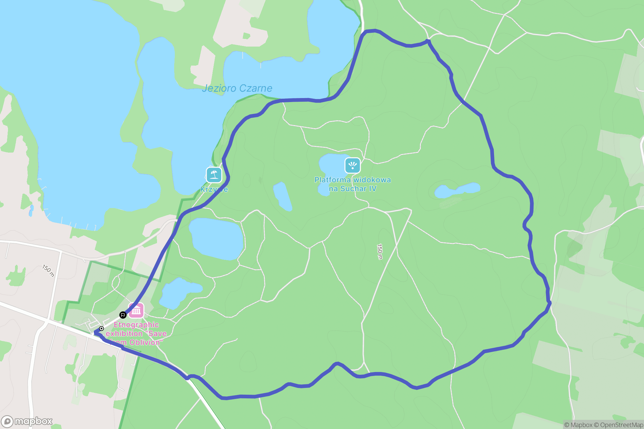 Krzywe: mapa trasy - Poland