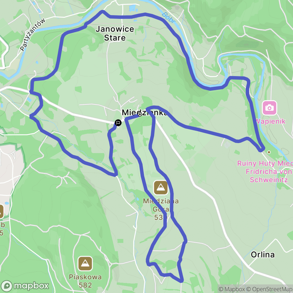 Miedzianka: mapa trasy - Poland