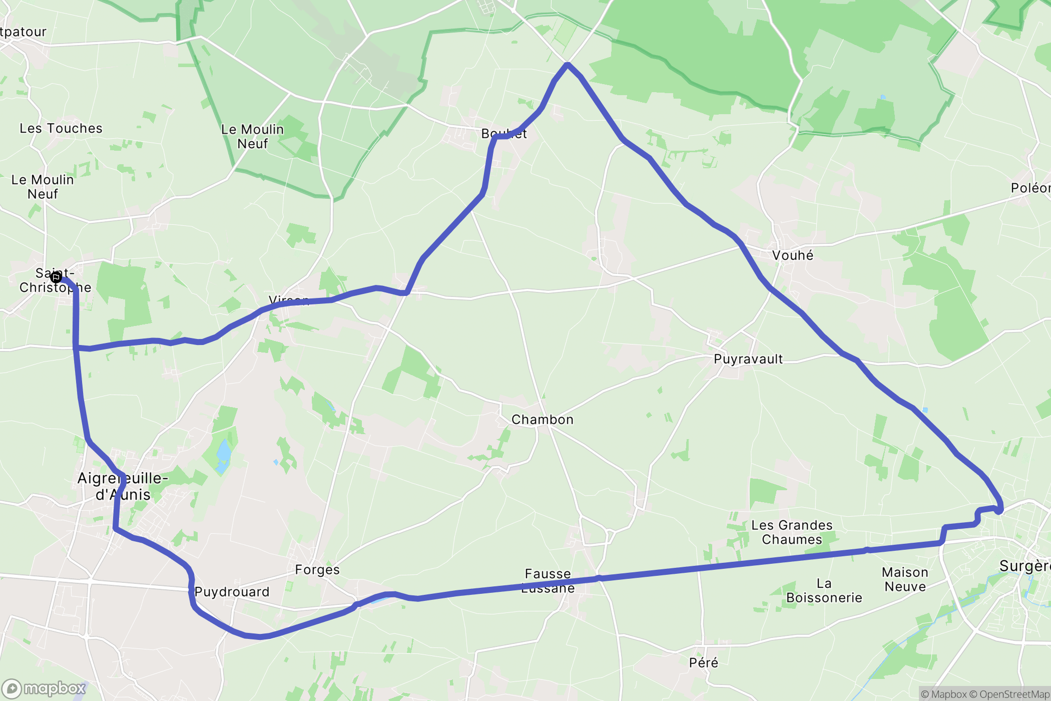 Saint-Christophe : carte du parcours de randonnée - France