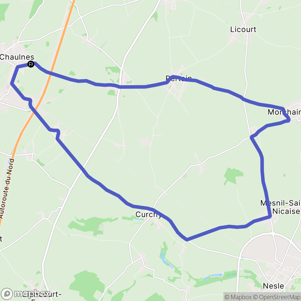 Chaulnes : carte du parcours de randonnée - France