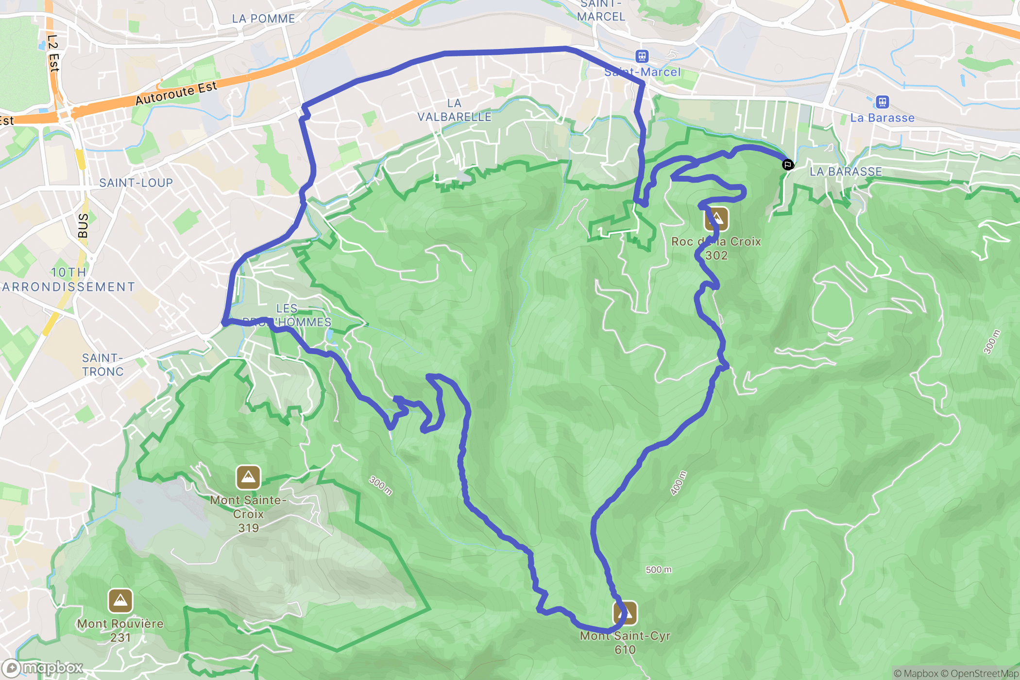 Marseille : carte du parcours de randonnée - France