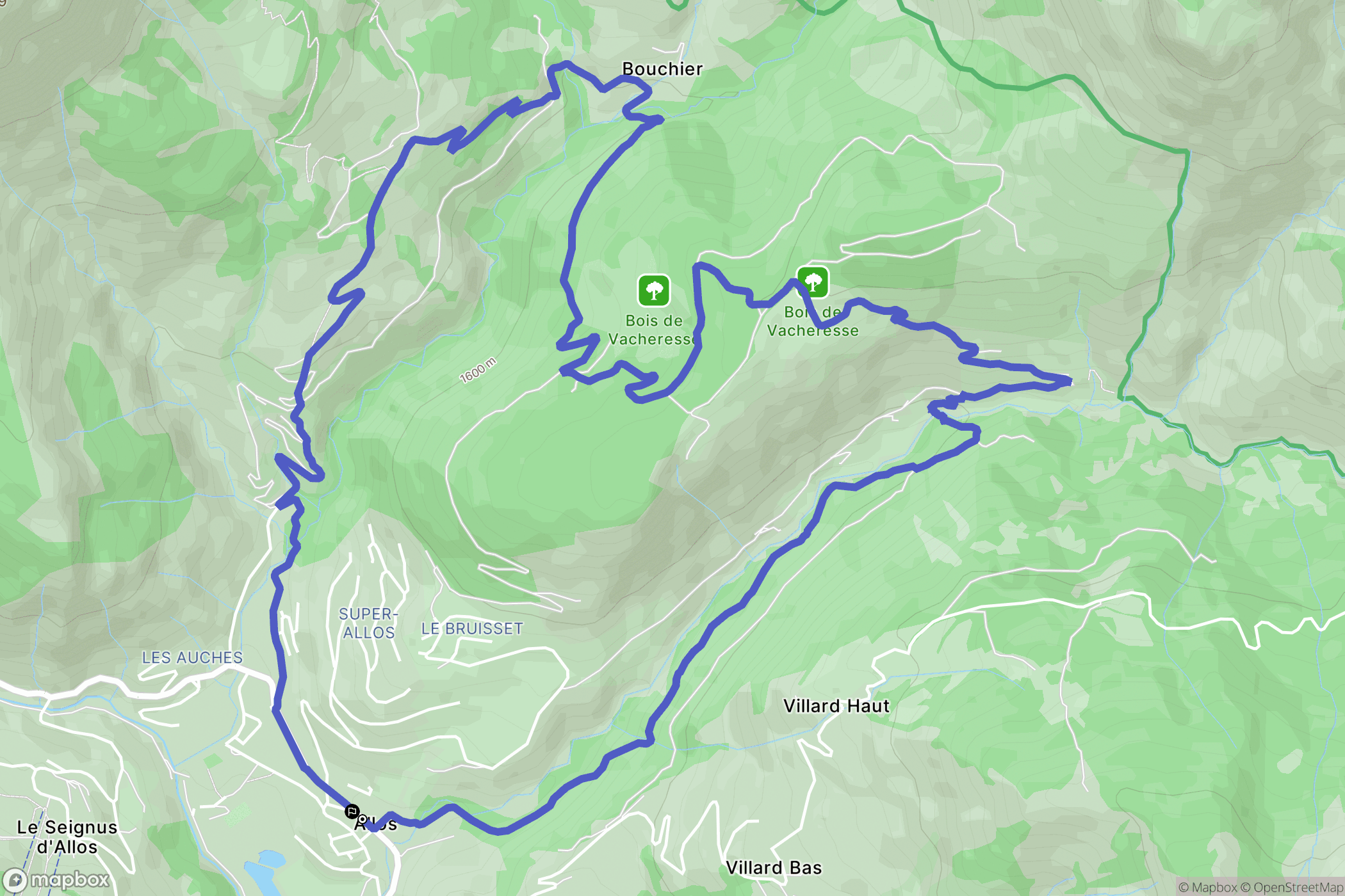 Allos : carte du parcours de randonnée - France