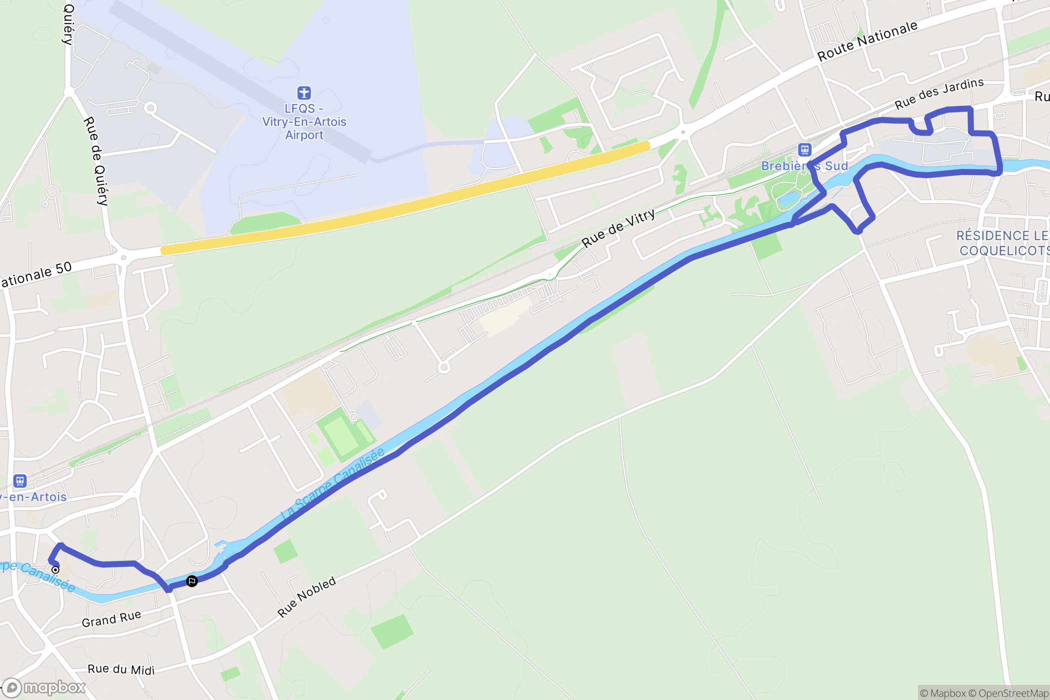 Vitry-en-Artois : carte du parcours de randonnée - France