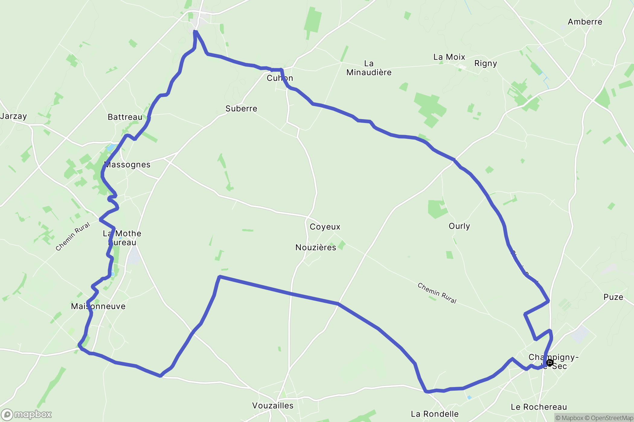 Champigny en Rochereau : carte du parcours de randonnée - France