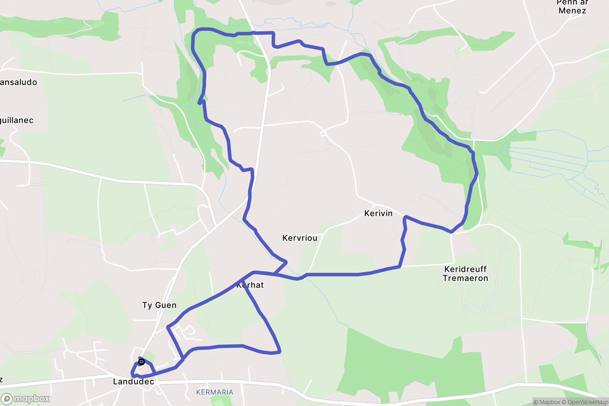Landudec : carte du parcours de randonnée - France