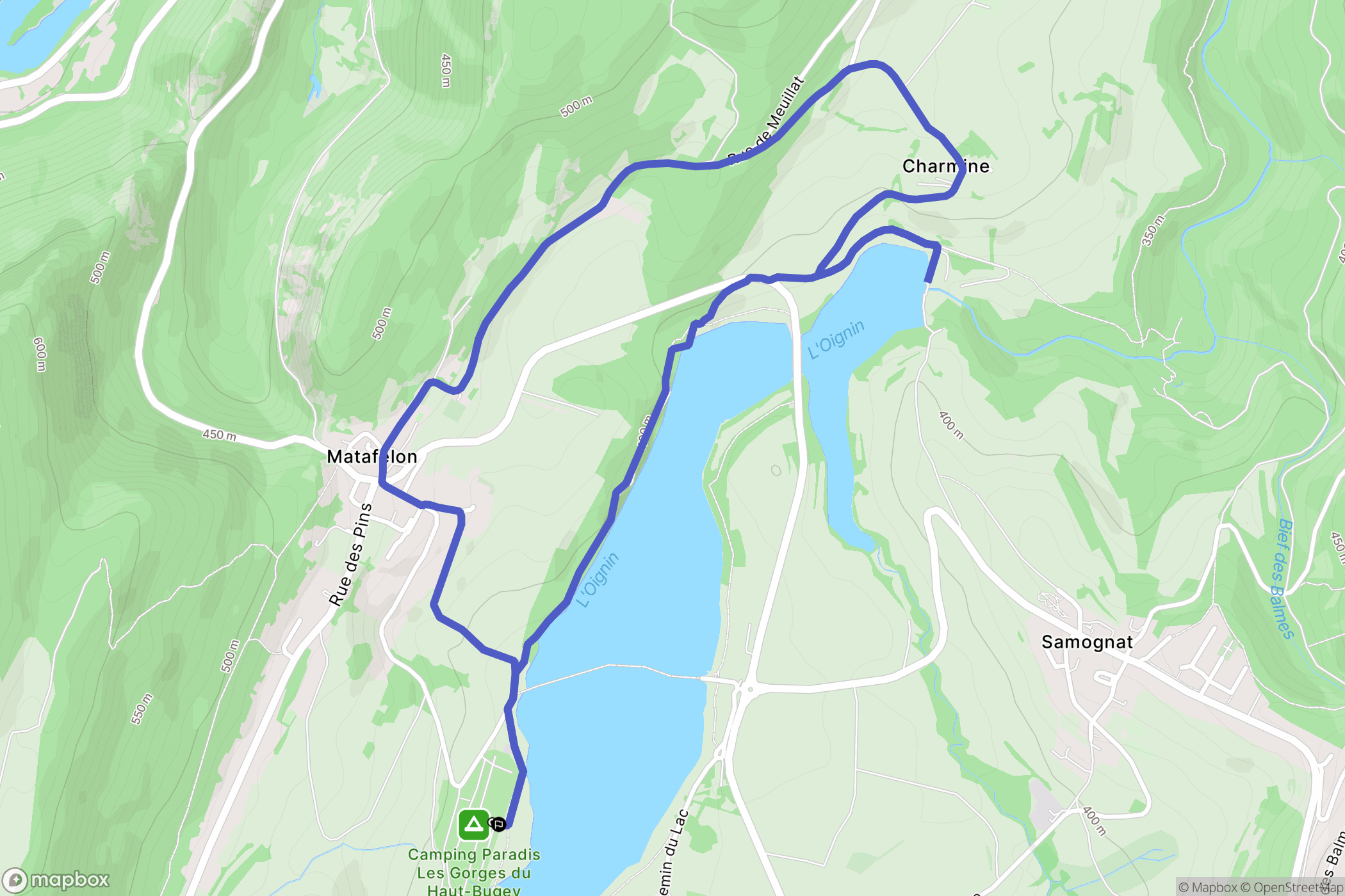 Matafelon-Granges : carte du parcours de randonnée - France