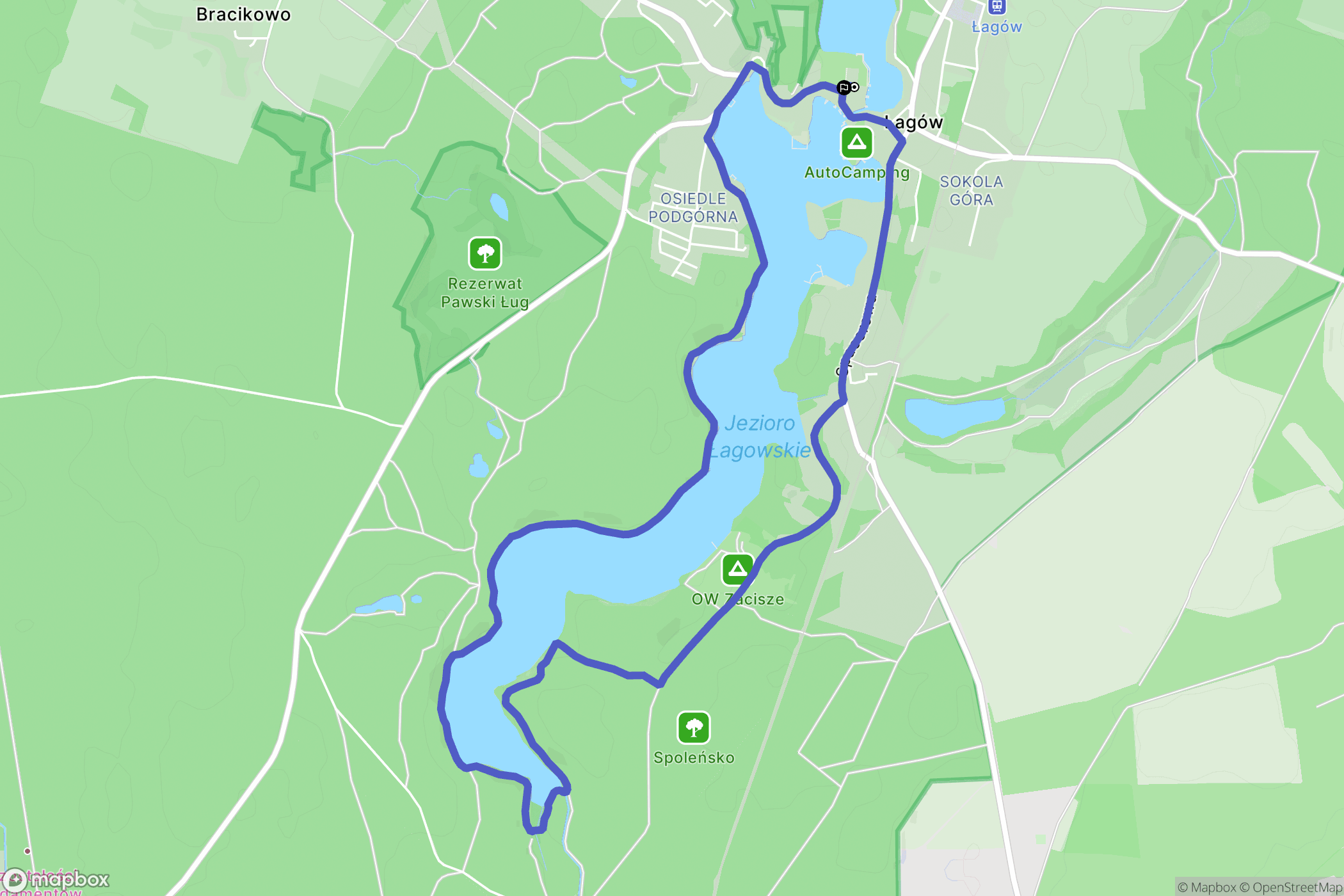 Łagów: mapa trasy - Poland