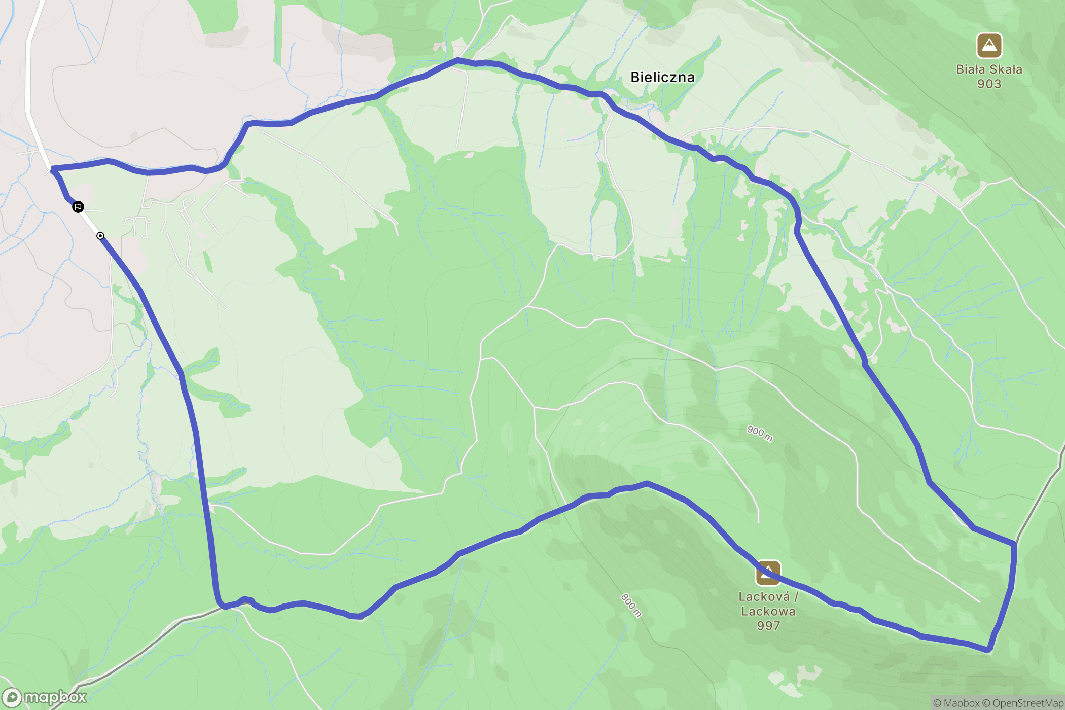 Izby: mapa trasy - Poland