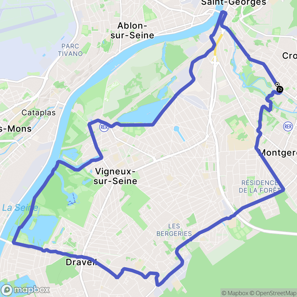 Crosne : carte du parcours de randonnée - France
