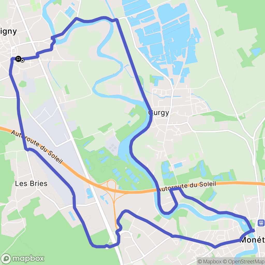 Appoigny : carte du parcours de randonnée - France