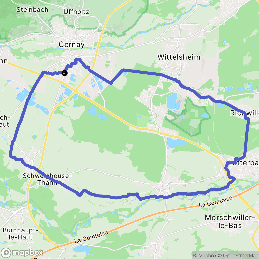 Cernay : carte du parcours de randonnée - France