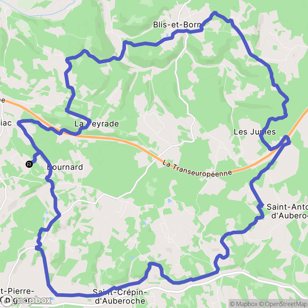 Bassillac et Auberoche : carte du parcours de randonnée - France