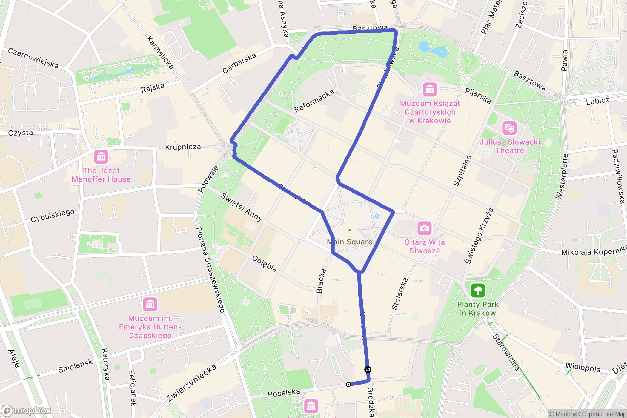 Kraków: mapa trasy - Poland