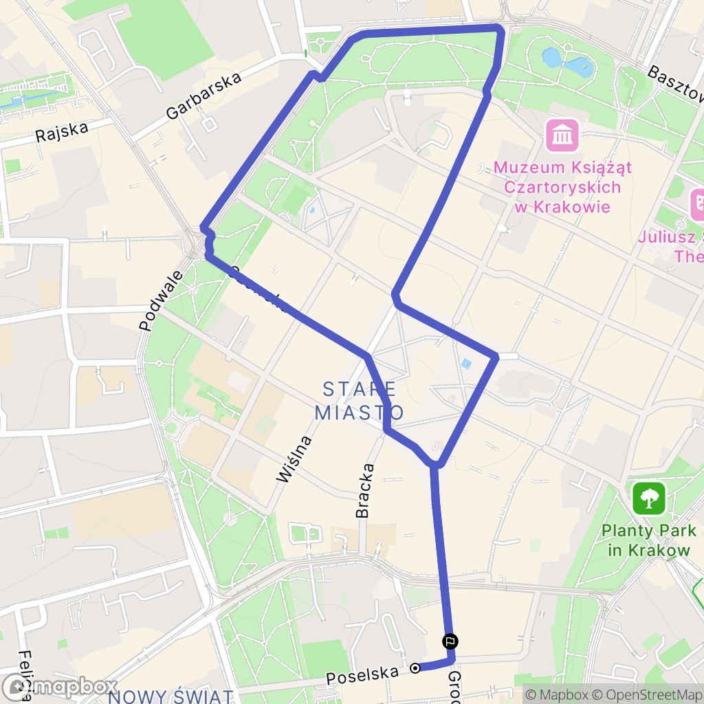 Kraków: mapa trasy - Poland