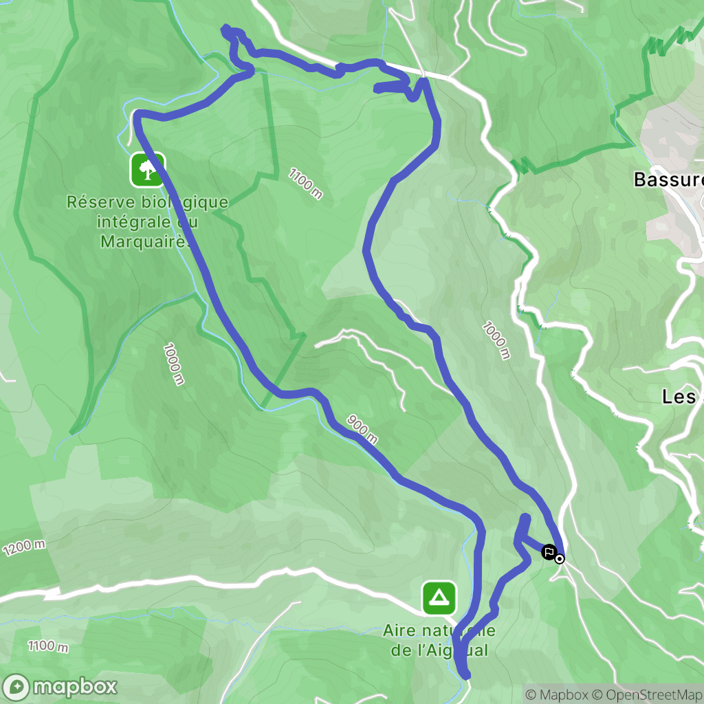 Bassurels : carte du parcours de randonnée - France