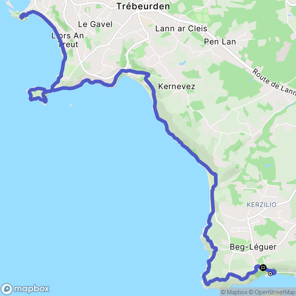 Lannion : carte du parcours de randonnée - France