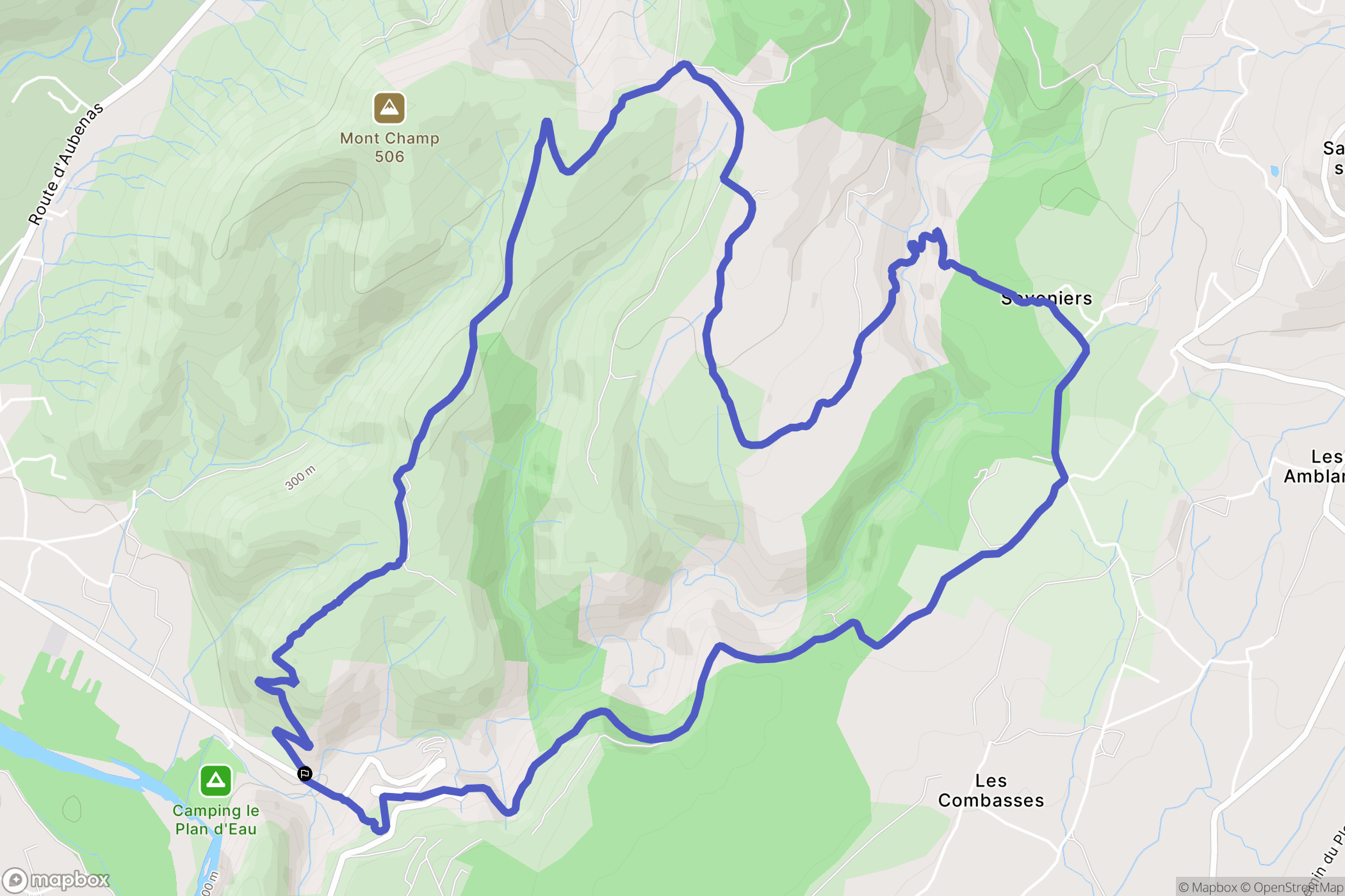 Saint-Privat : carte du parcours de randonnée - France