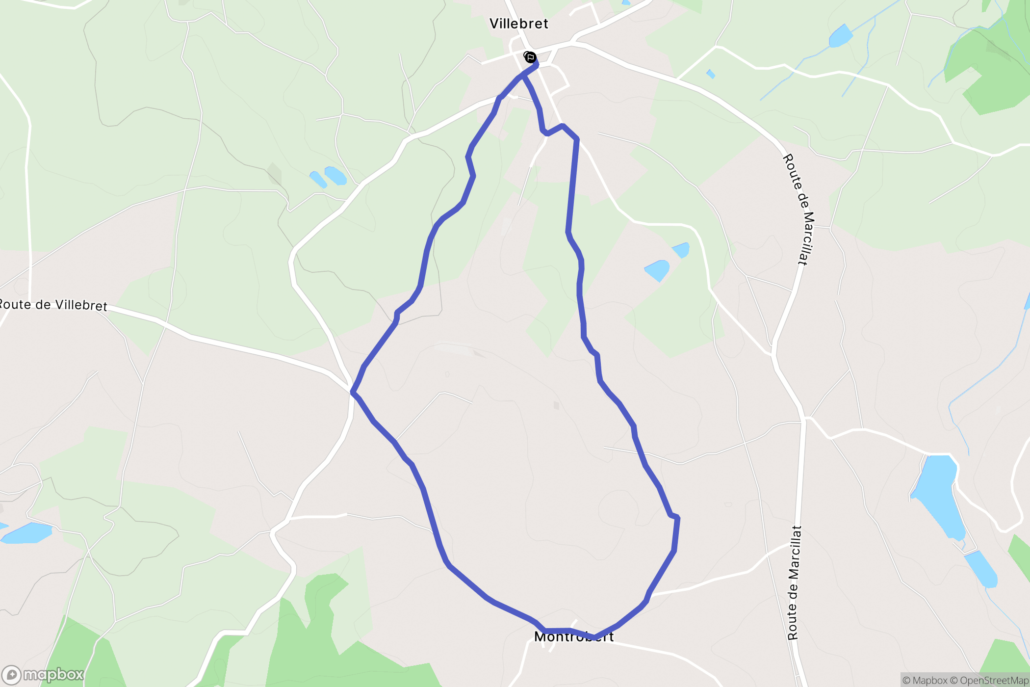 Villebret : carte du parcours de randonnée - France