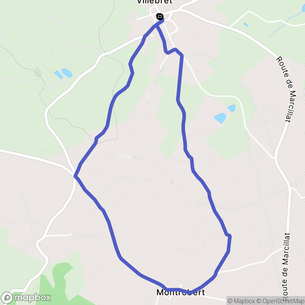 Villebret : carte du parcours de randonnée - France