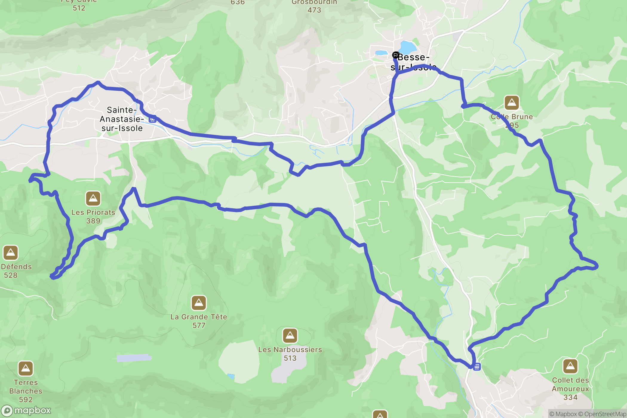 Besse-sur-Issole : carte du parcours de randonnée - France