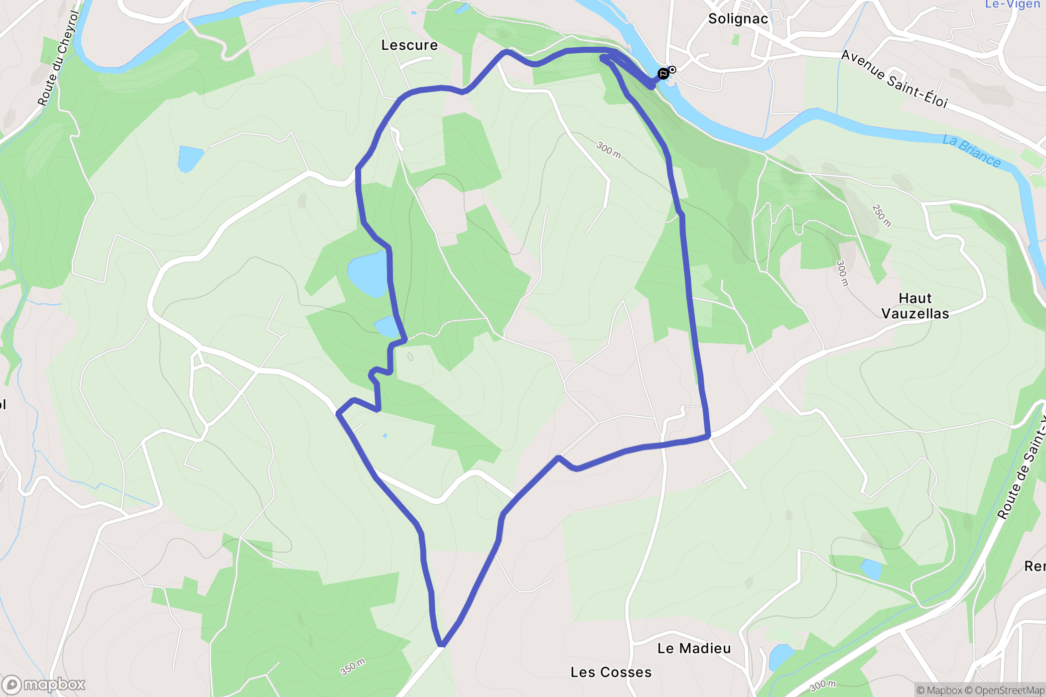 Solignac : carte du parcours de randonnée - France
