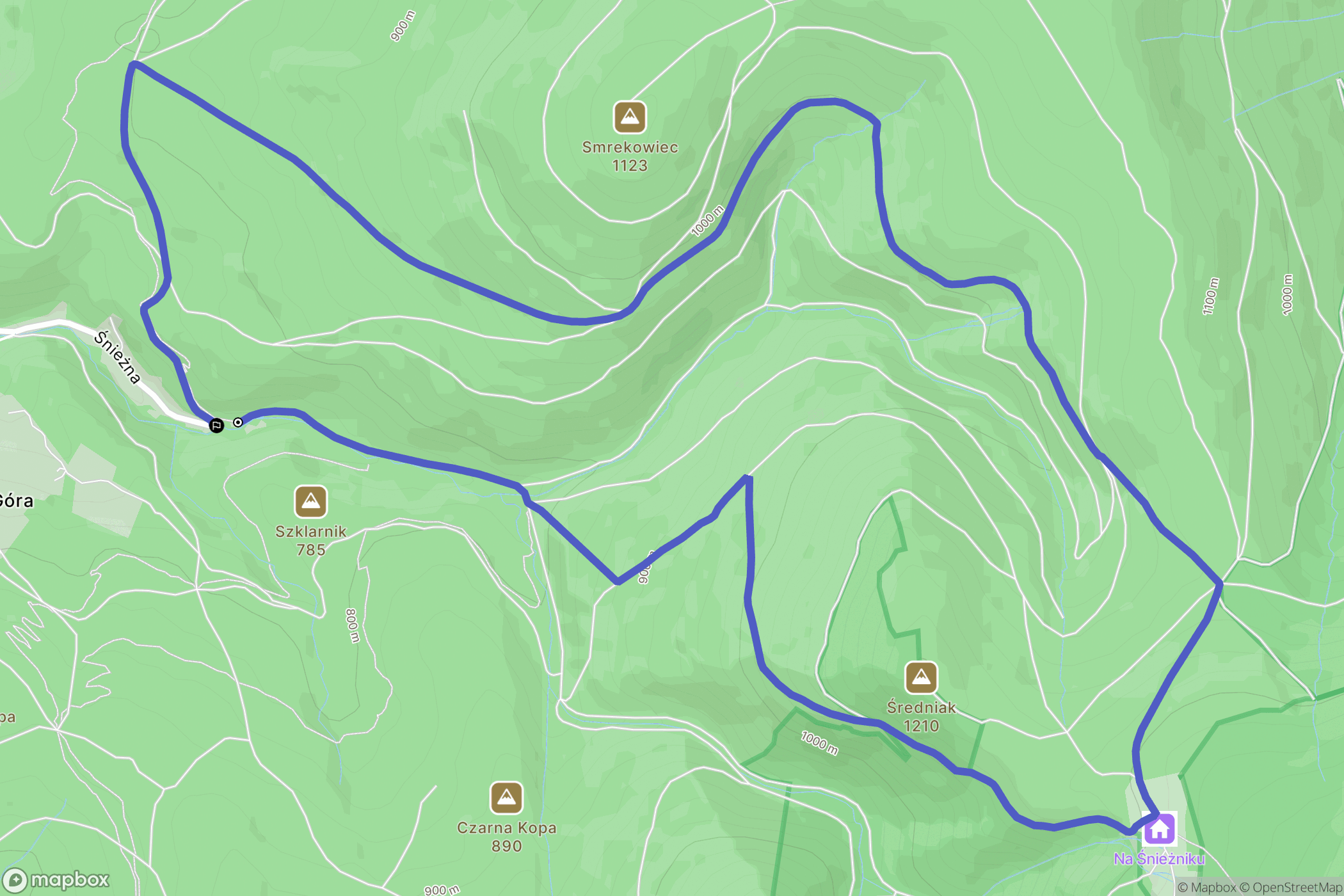 Międzygórze: mapa trasy - Poland