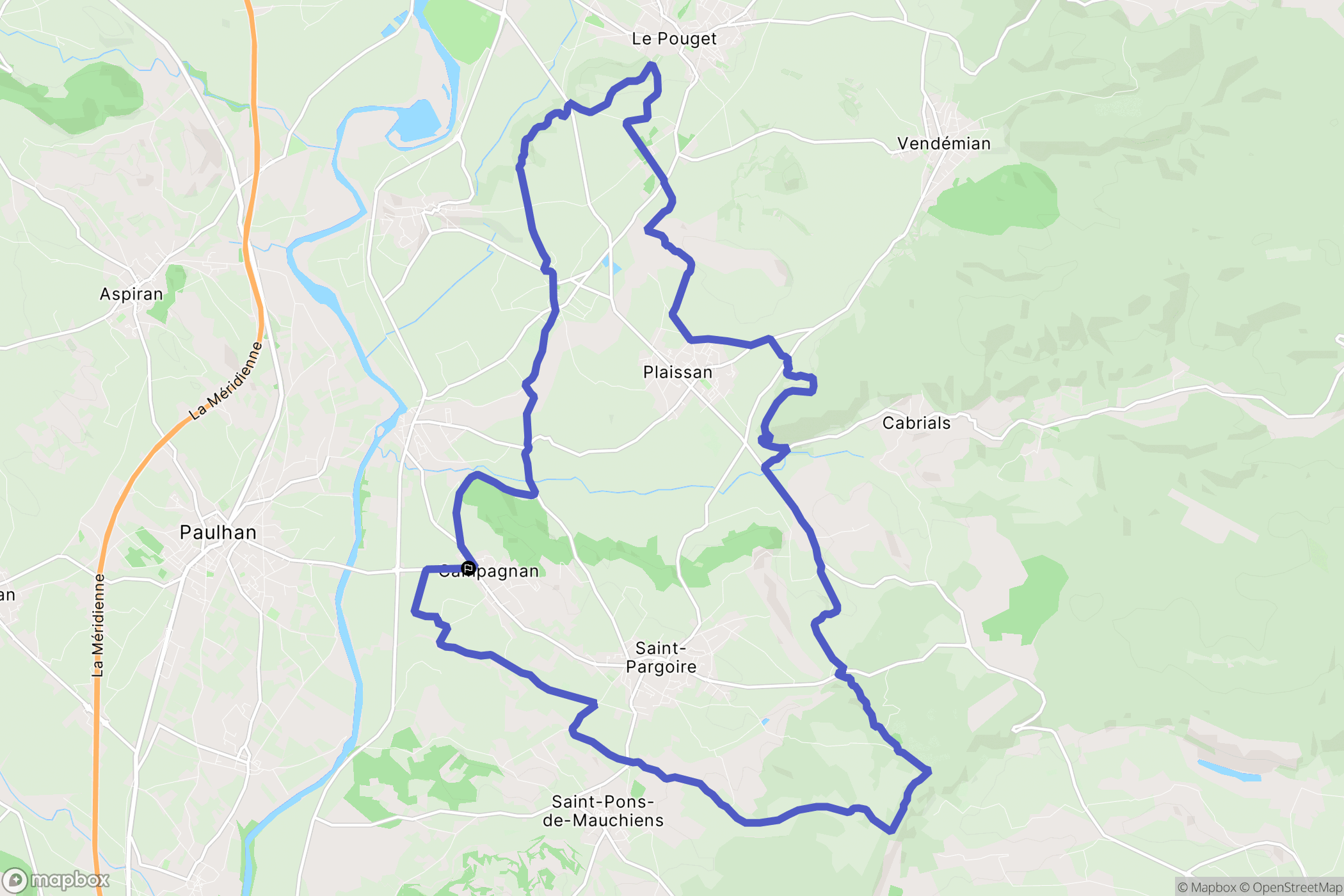 Campagnan : carte du parcours de randonnée - France