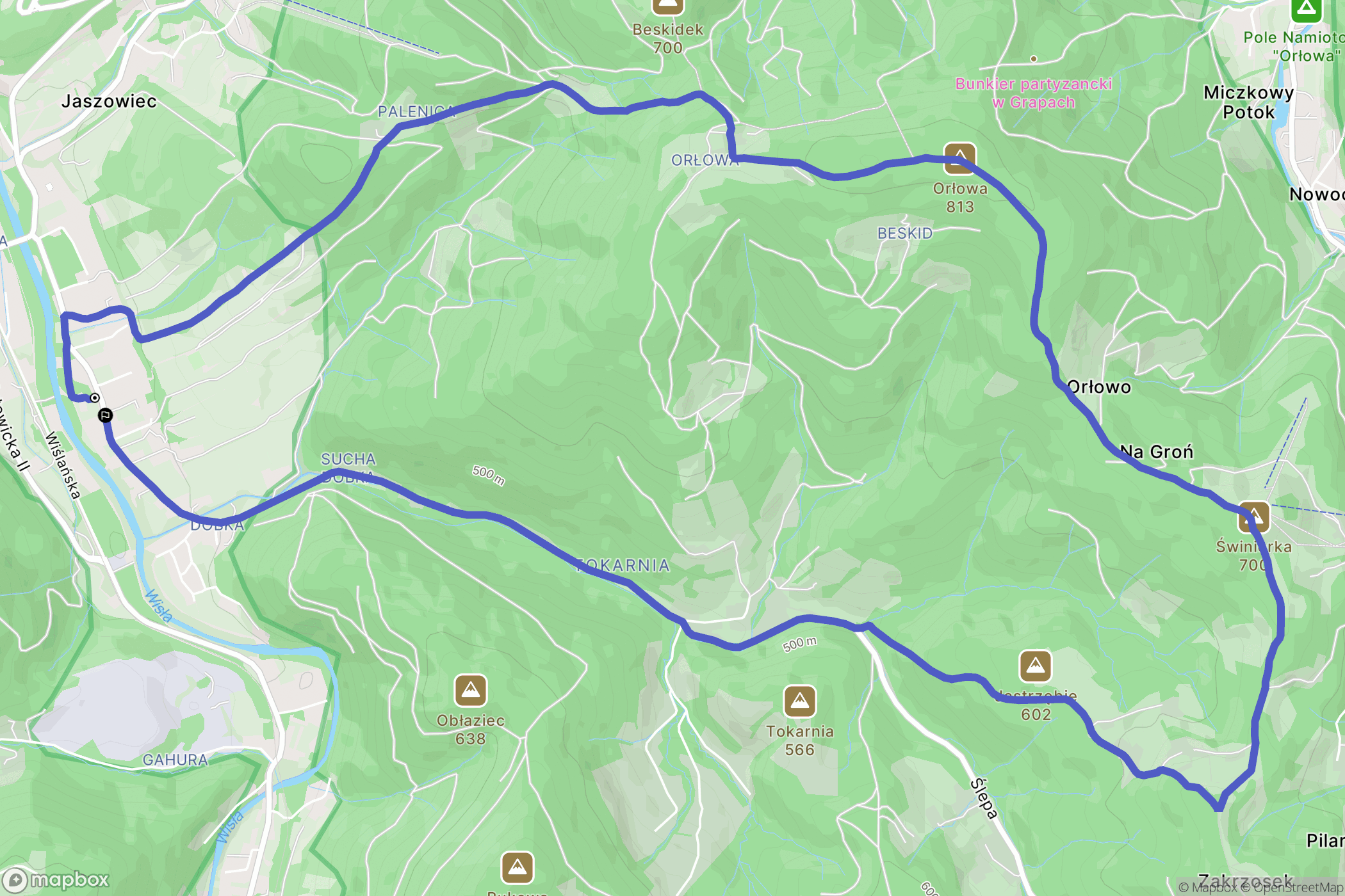 Ustroń: mapa trasy - Poland