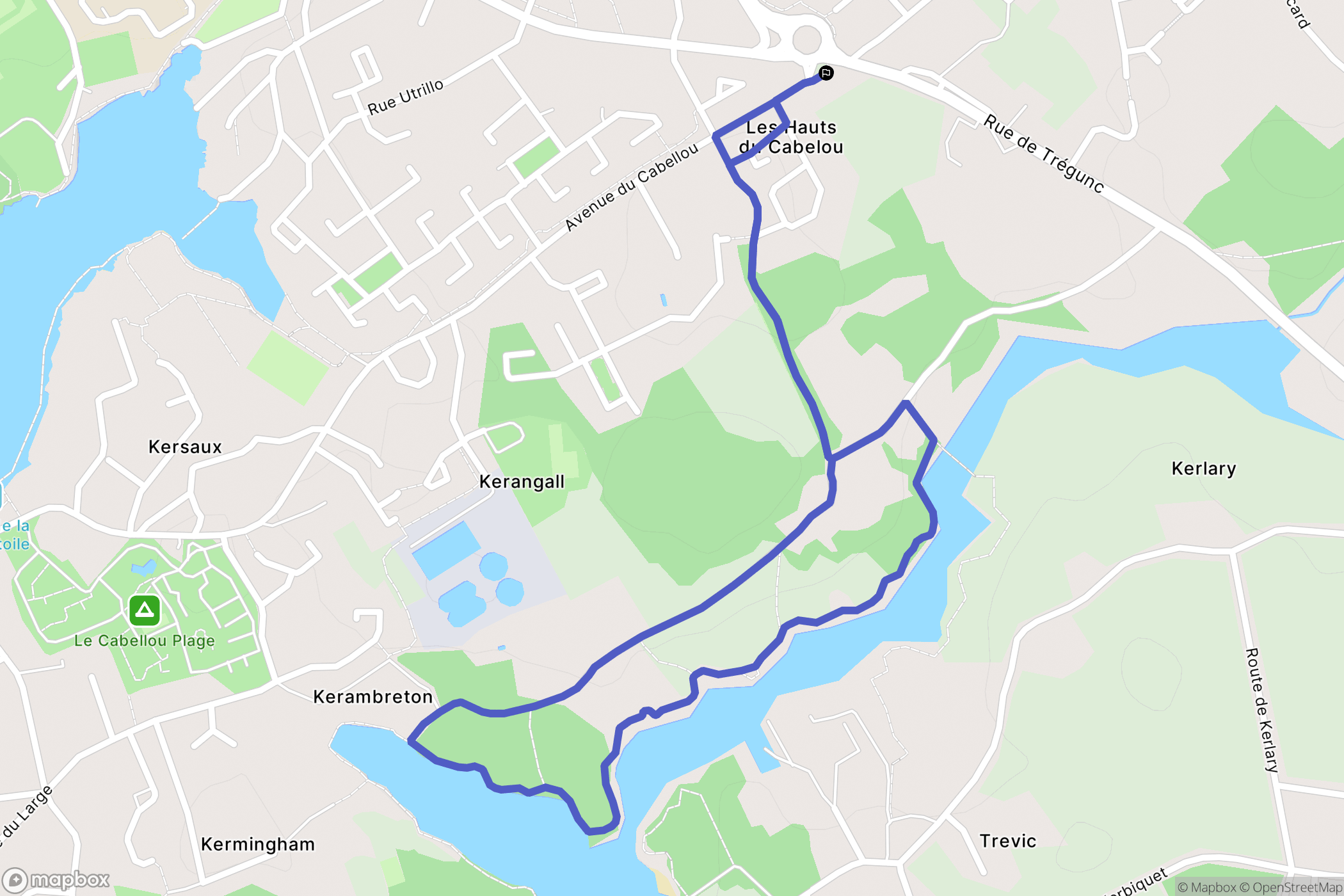 Concarneau : carte du parcours de randonnée - France