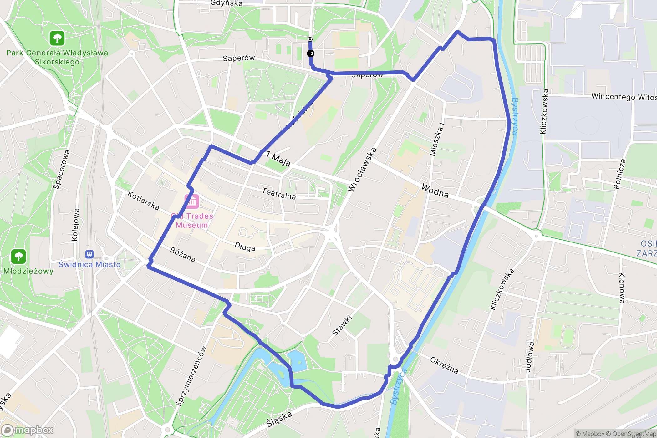 Świdnica: mapa trasy - Poland