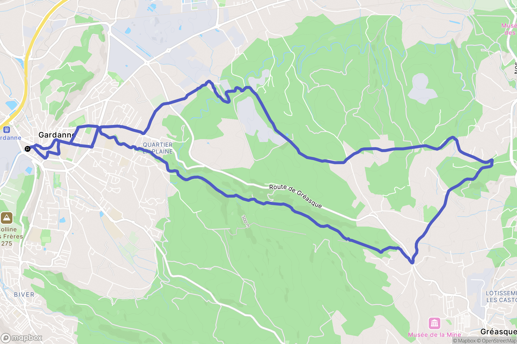 Gardanne : carte du parcours de randonnée - France
