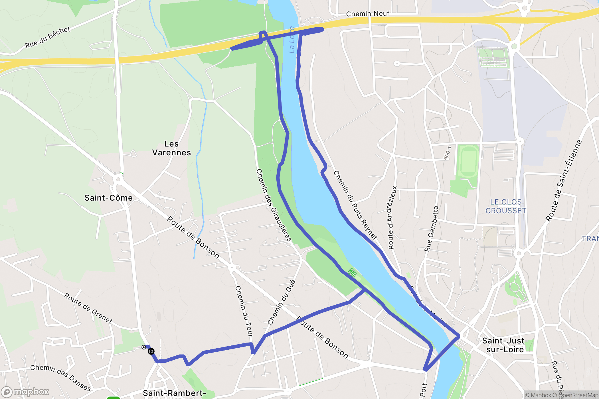 Saint-Just-Saint-Rambert : carte du parcours de randonnée - France