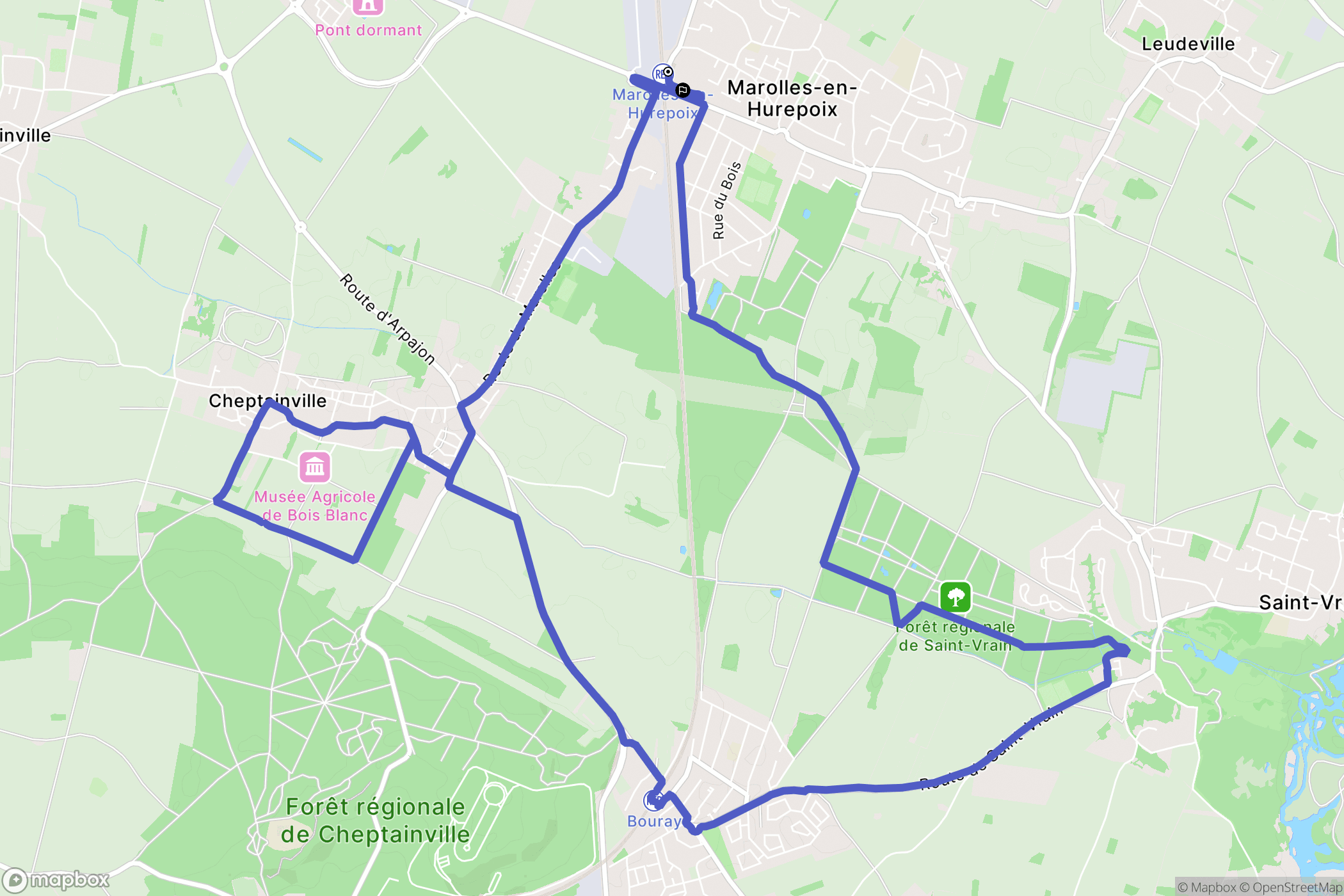 Marolles-en-Hurepoix : carte du parcours de randonnée - France