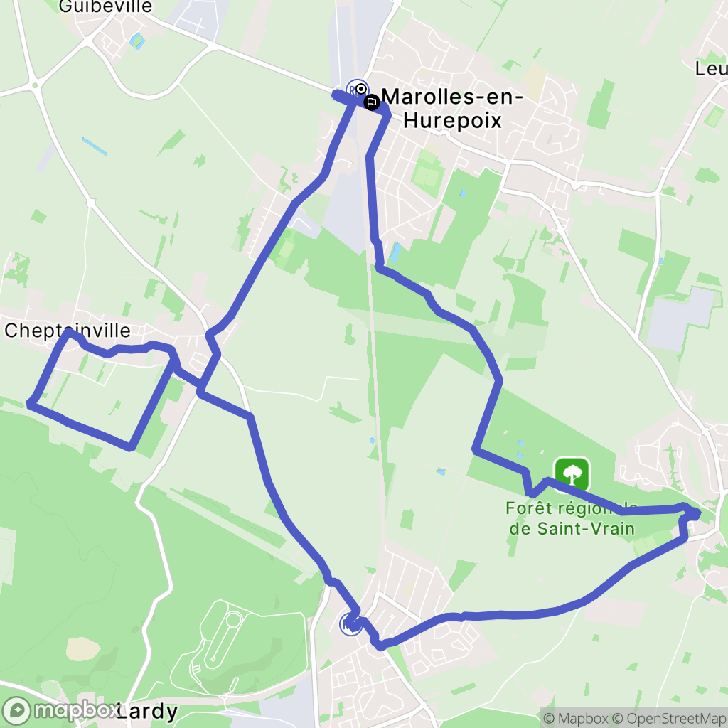 Marolles-en-Hurepoix : carte du parcours de randonnée - France