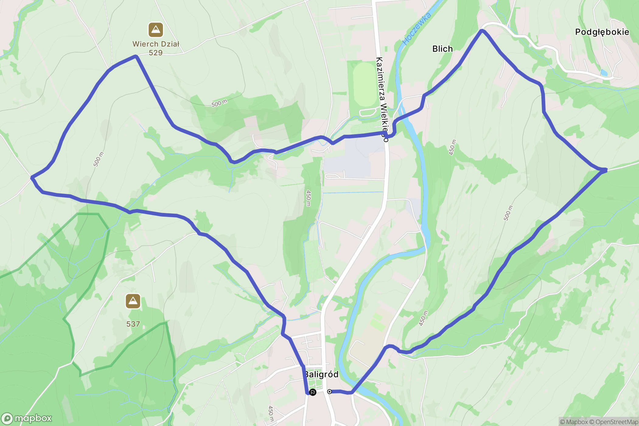 Baligród: mapa trasy - Poland