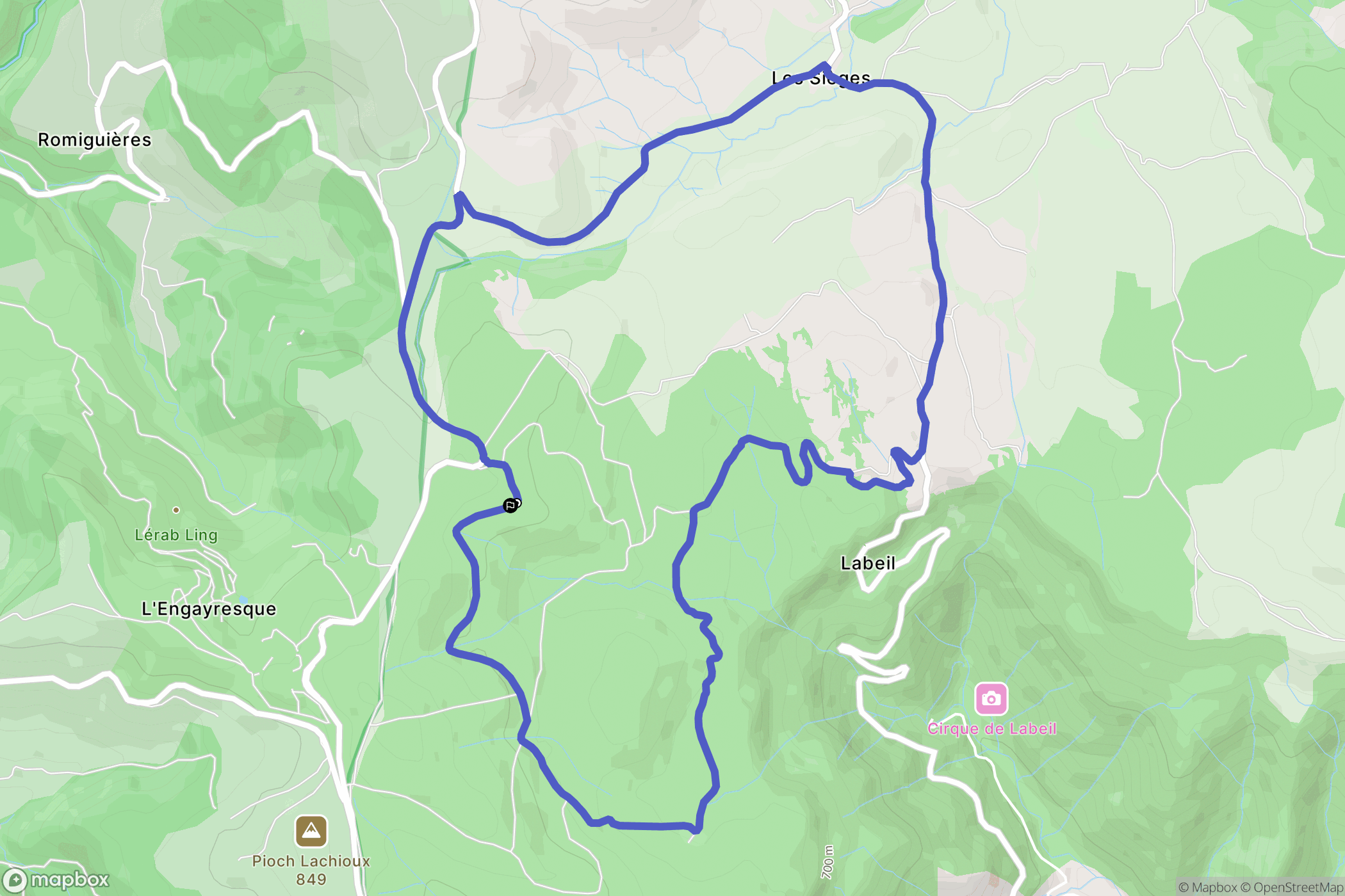 Lauroux : carte du parcours de randonnée - France