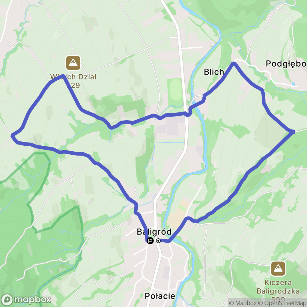 Baligród: mapa trasy - Poland