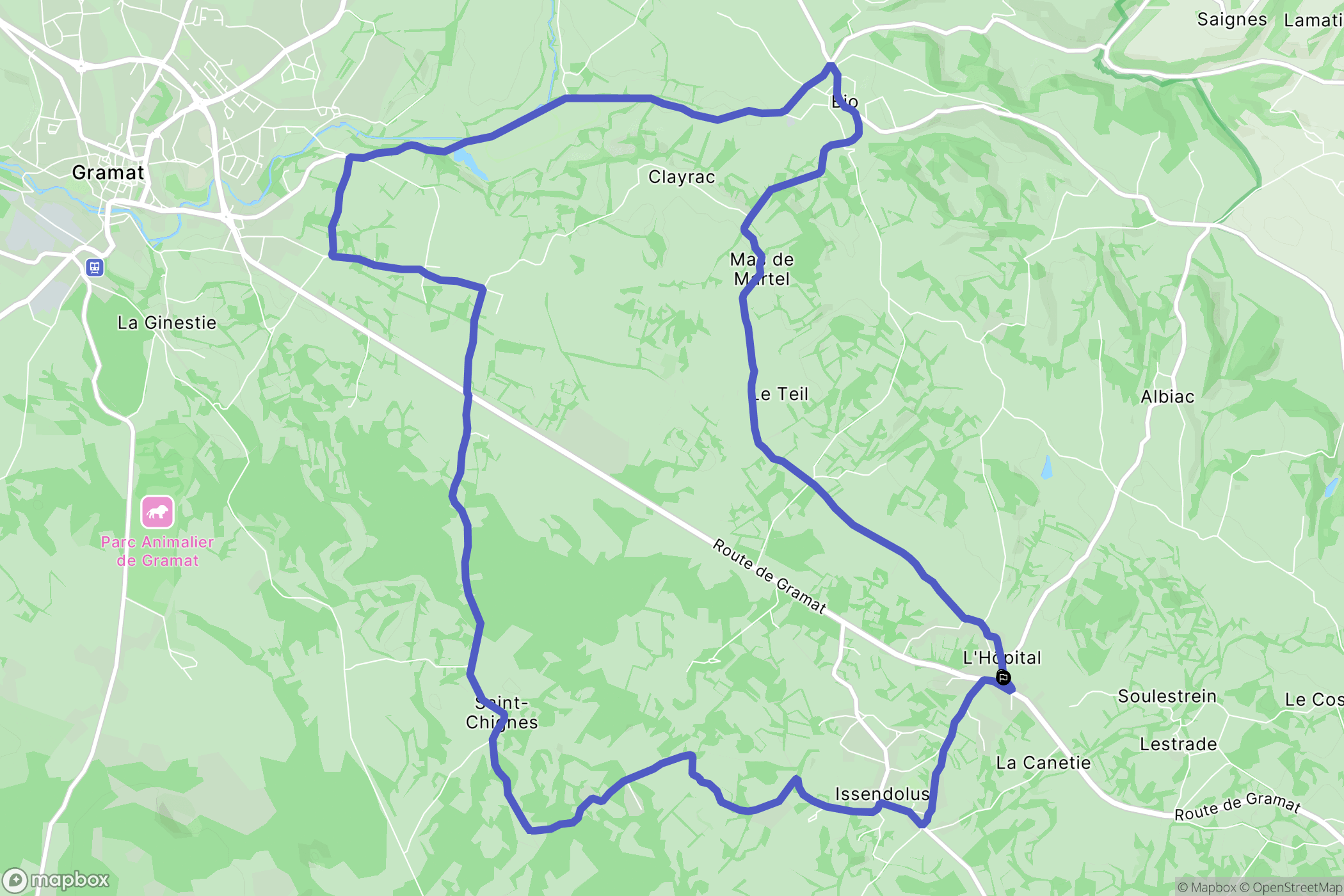 Issendolus : carte du parcours de randonnée - France