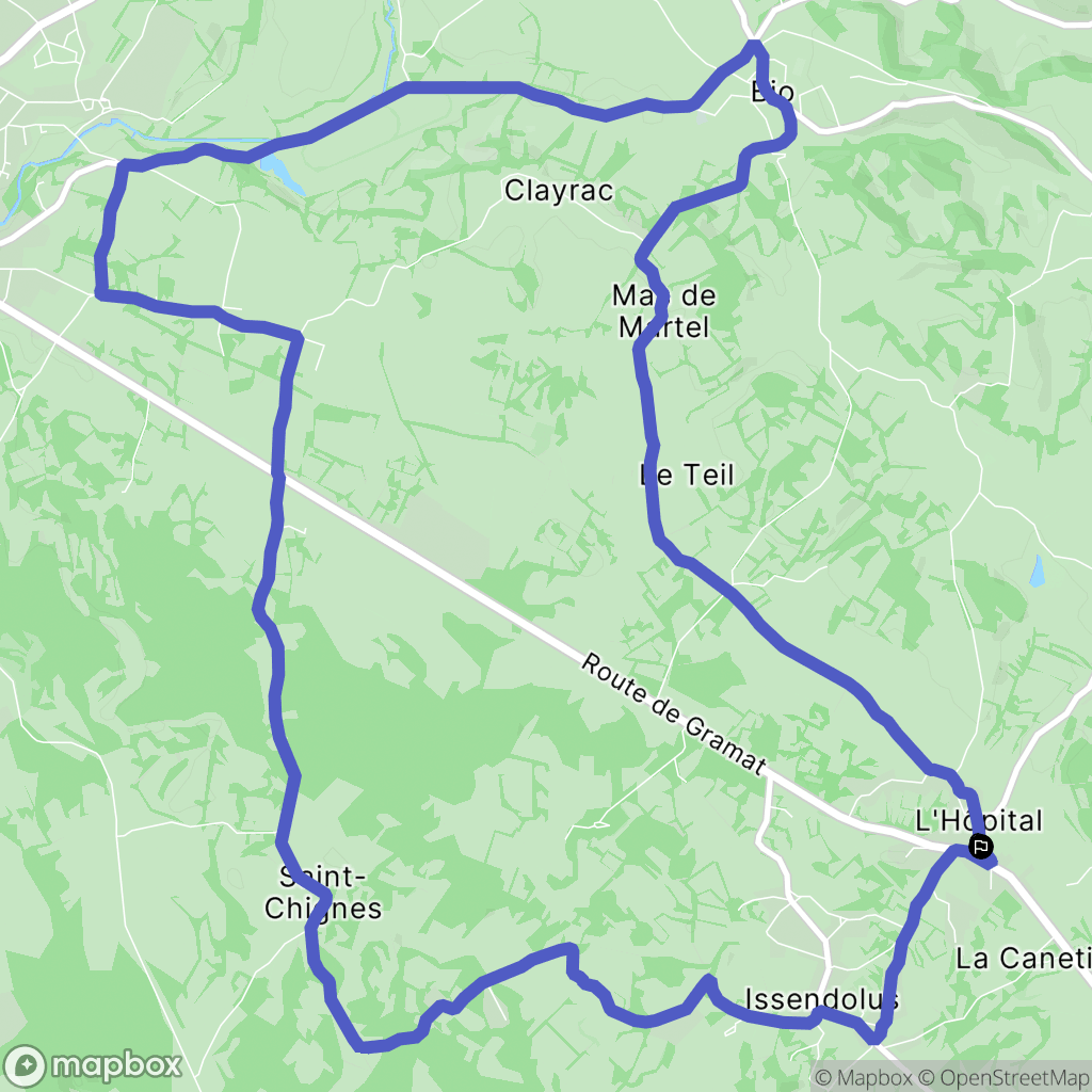 Issendolus : carte du parcours de randonnée - France