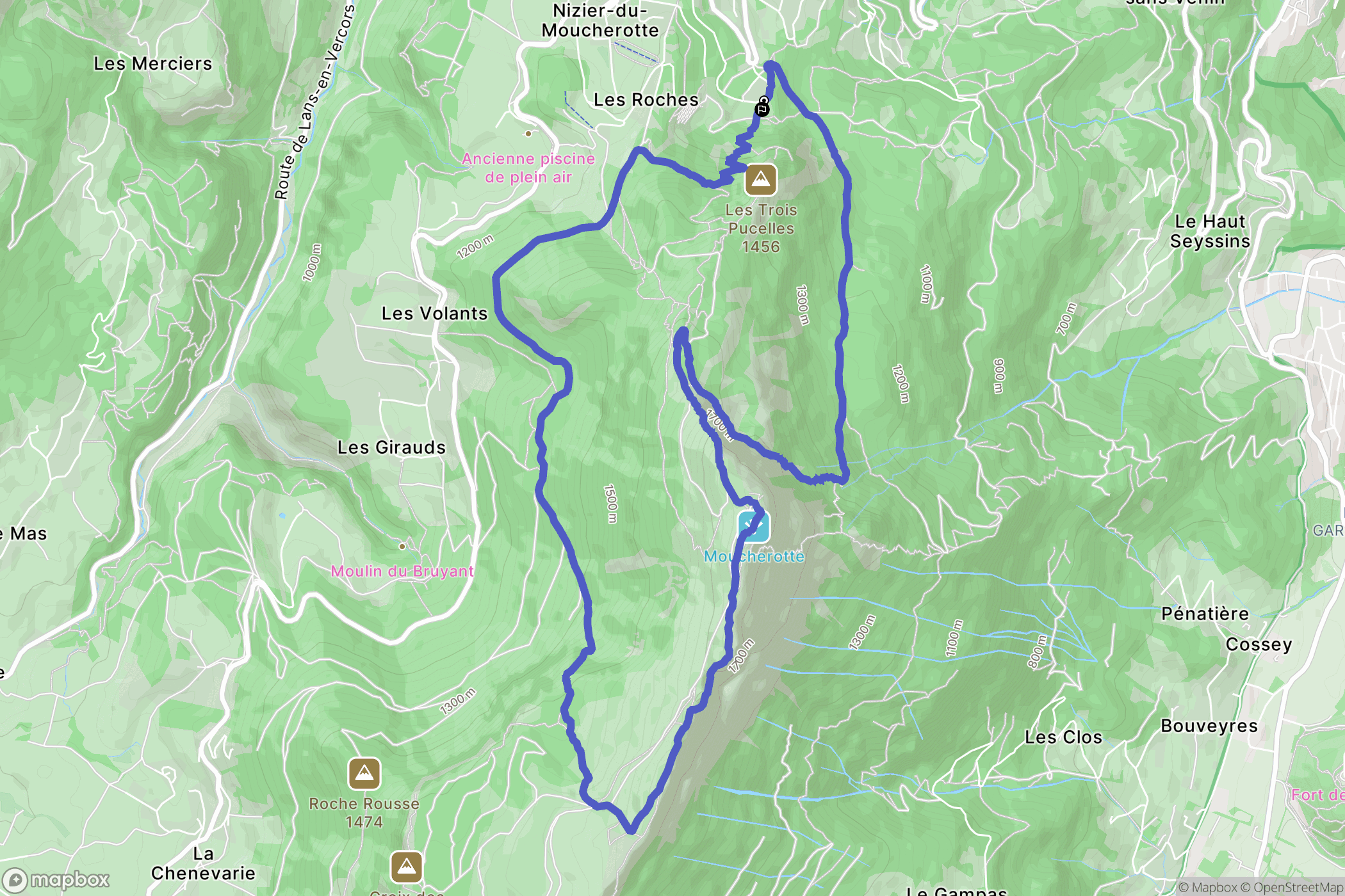 Saint-Nizier-du-Moucherotte : carte du parcours de randonnée - France
