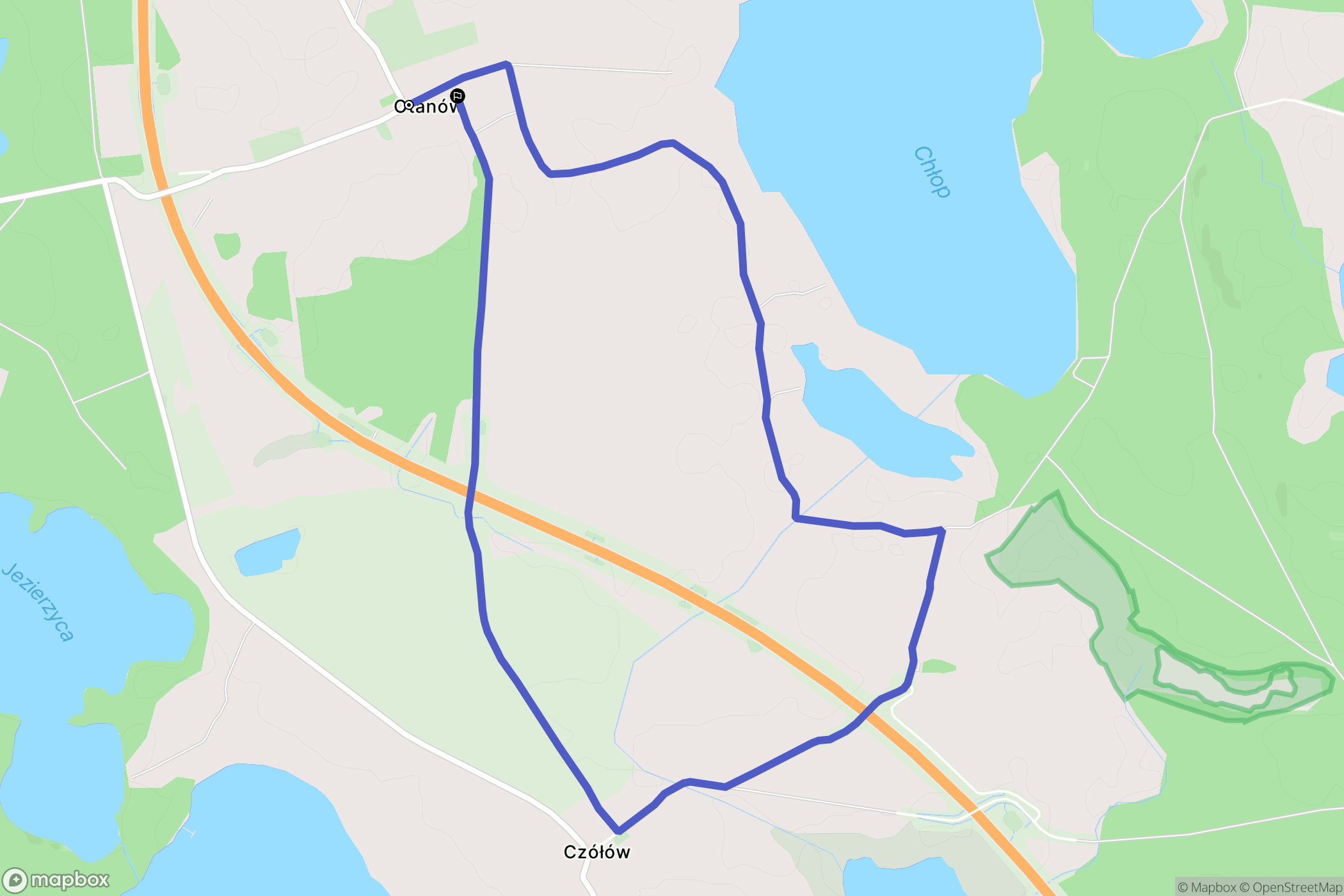Otanów: mapa trasy - Poland