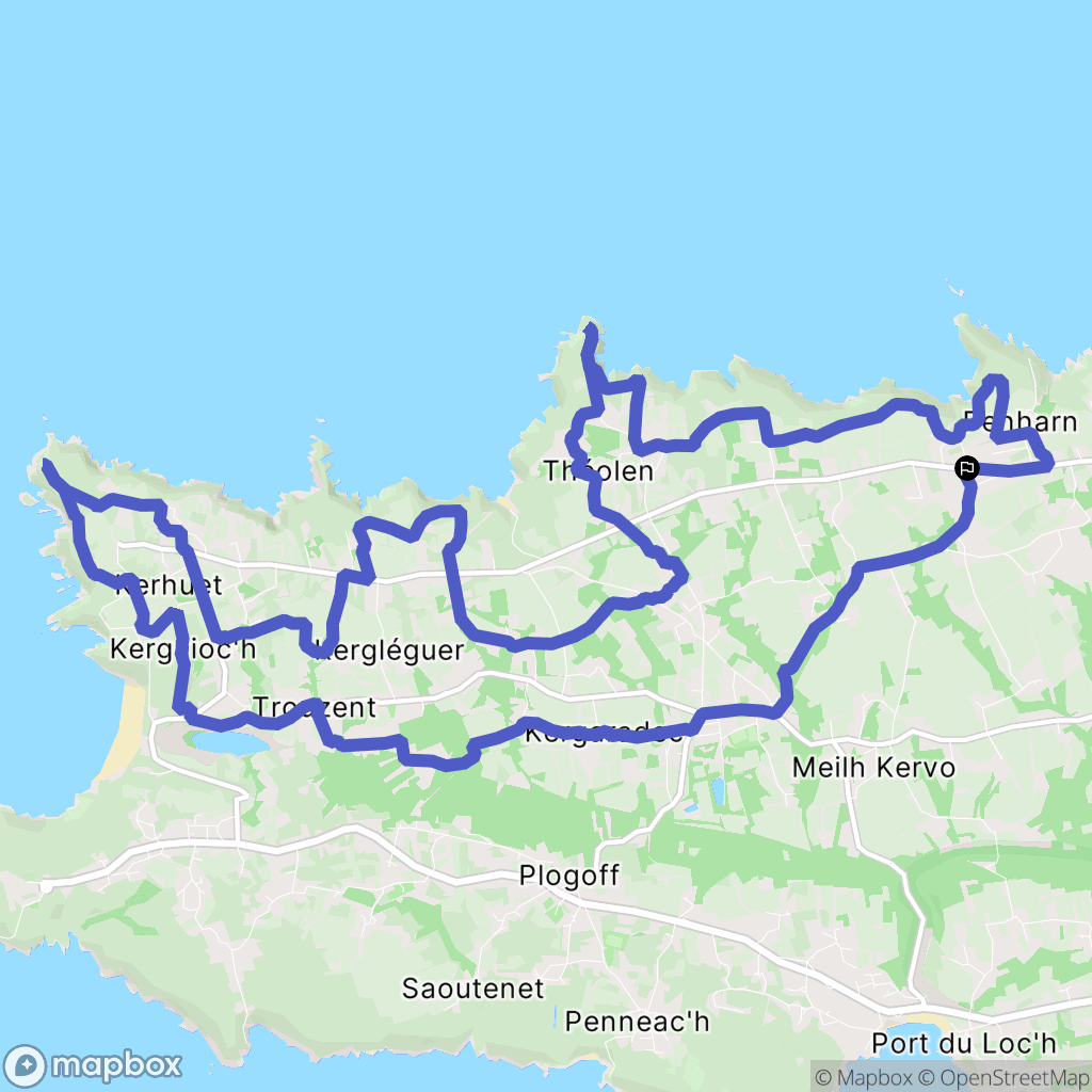 Cléden-Cap-Sizun : carte du parcours de randonnée - France