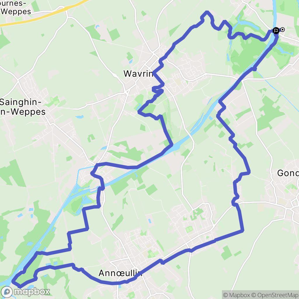 Houplin-Ancoisne : carte du parcours de randonnée - France