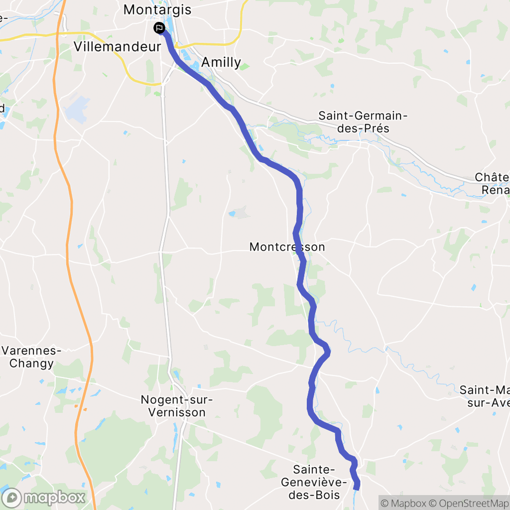 Montargis : carte du parcours de randonnée - France