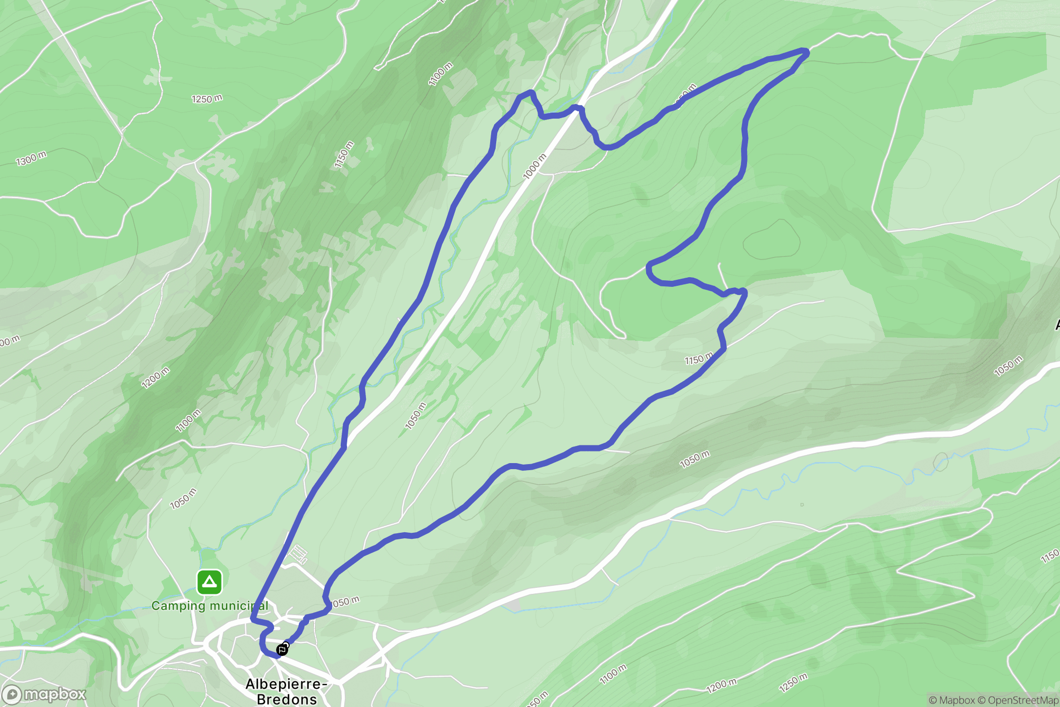 Albepierre-Bredons : carte du parcours de randonnée - France