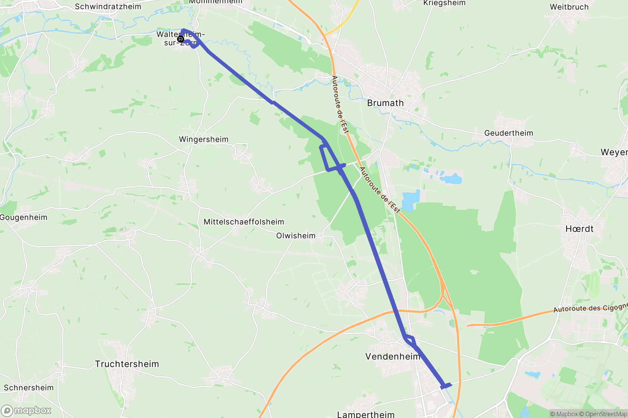 Waltenheim-sur-Zorn : carte du parcours de randonnée - France
