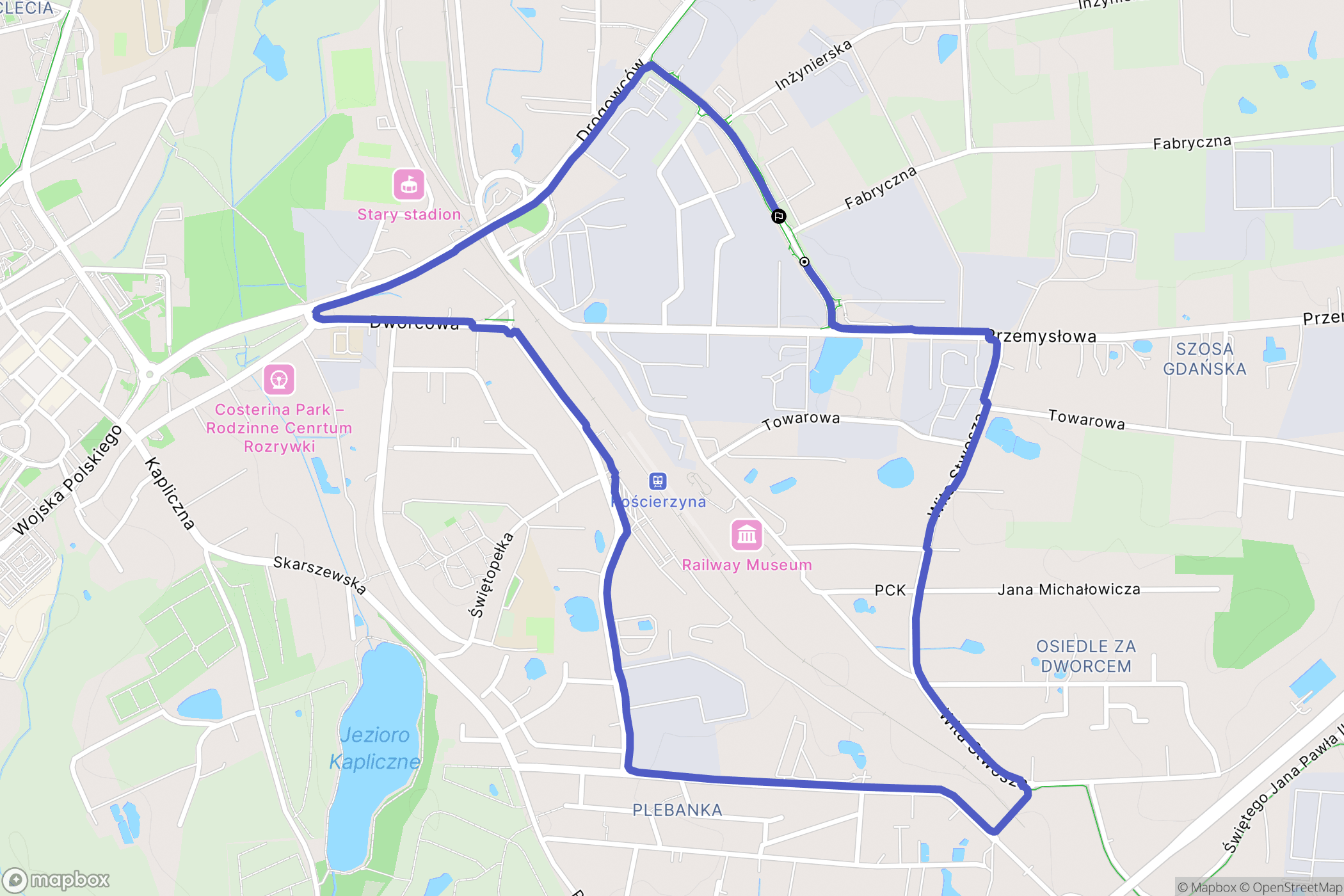 Kościerzyna: mapa trasy - Poland