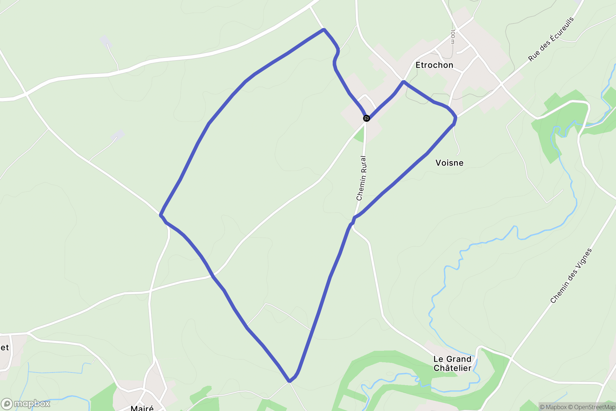 Périgné : carte du parcours de randonnée - France