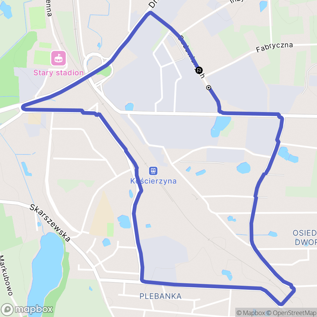 Kościerzyna: mapa trasy - Poland